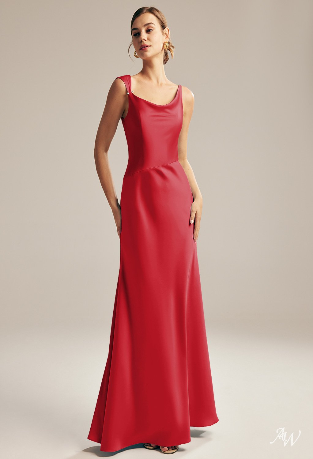 AW Meggie Tango Red Satin Charmeuse Bridesmaid Dresses image1